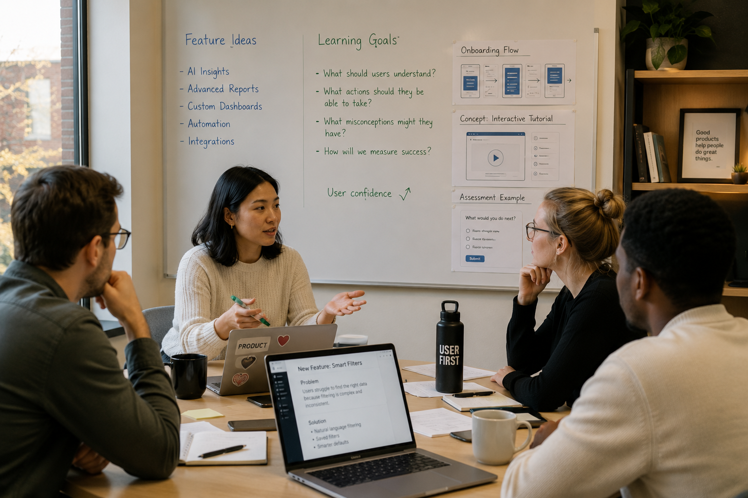 A group meeting in a conference room about a software rollout